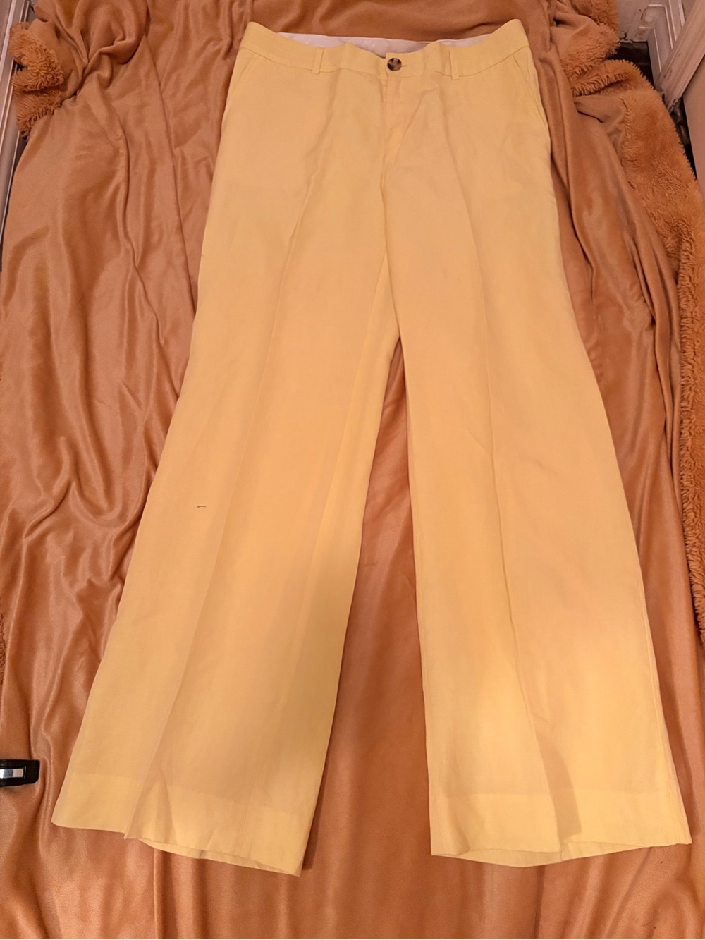 Banana Republic Pale Yellow Wide-Leg linen Trousers